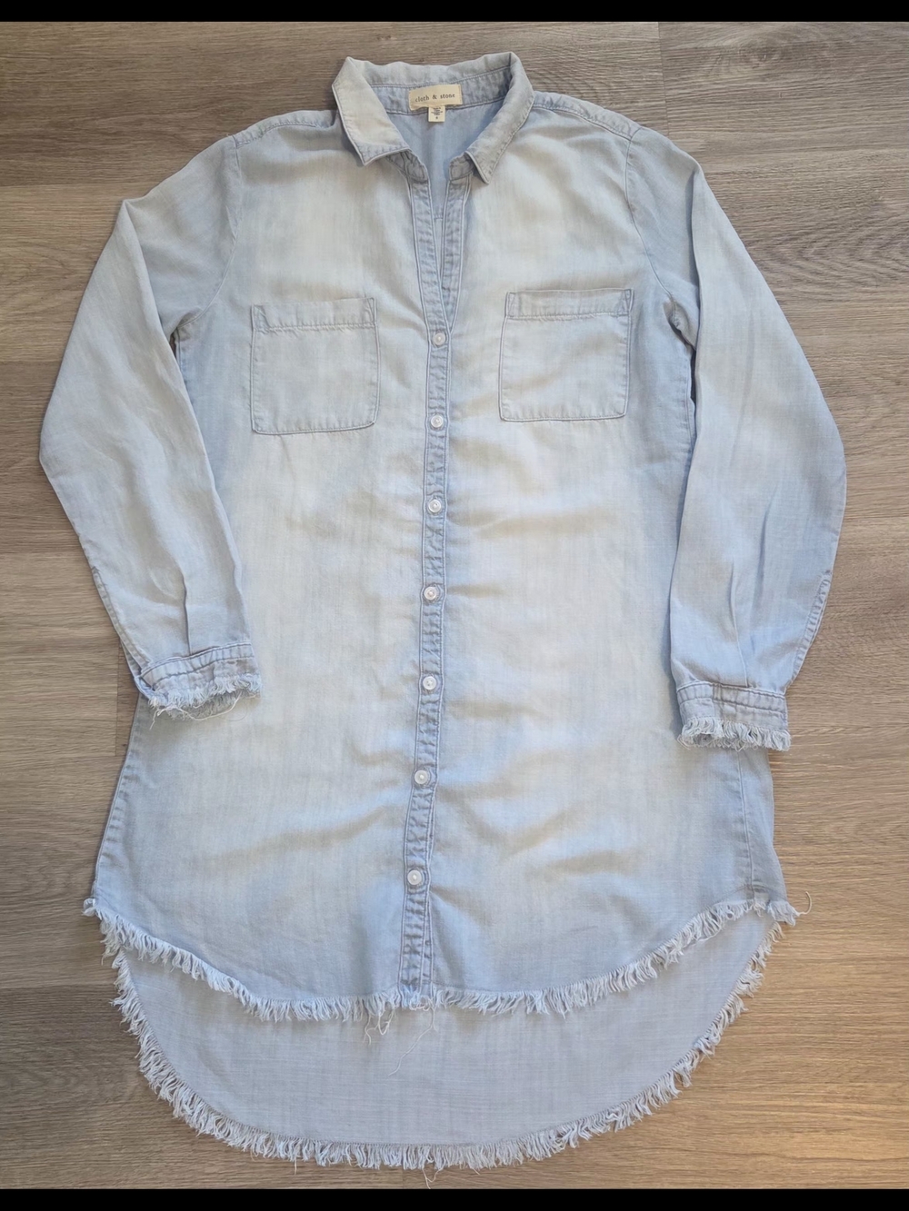 Cloth & Stone Frayed Shirt Dress Size SMALL - Picture 8 of 9